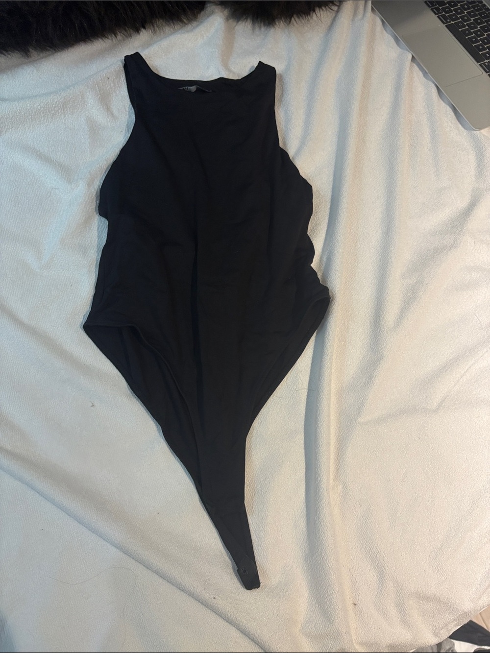 Zara Black Sleeveless High-Cut Bodysuit